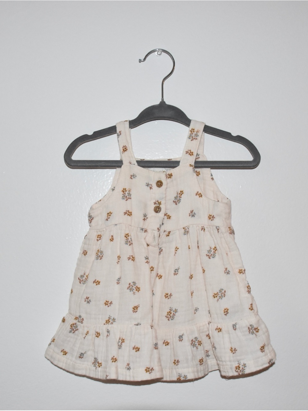 Cream Floral Girls' Button-Front Sundress